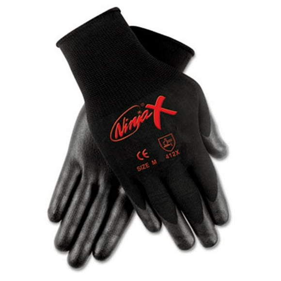 MCR Safety  Ninja X Bi-Polymer Coated Gloves- Large- Black