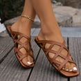 thumbnail image 6 of Censtreet Women's Flat Sandals Fashion Slides With Soft Leather Slippers for Summer, 6 of 7