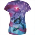 thumbnail image 2 of July 4th Patriotic American Galaxy Laser Sharks All Over Womens T Shirt Multi MD, 2 of 2