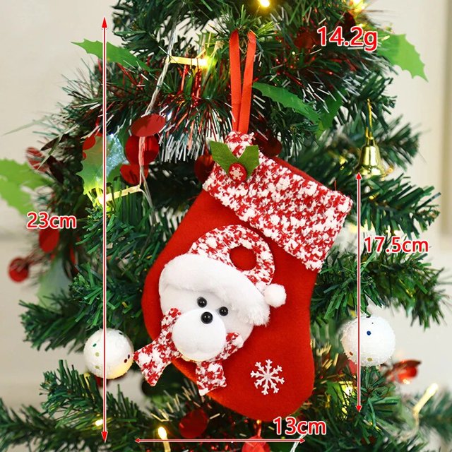 Calcetines de decoración navideña para el hogar, medias de dibujos animados de Papá Noel, cervatillo, muñecos de nieve, adornos colgantes para árbol de Navidad, 2 piezas, 2023