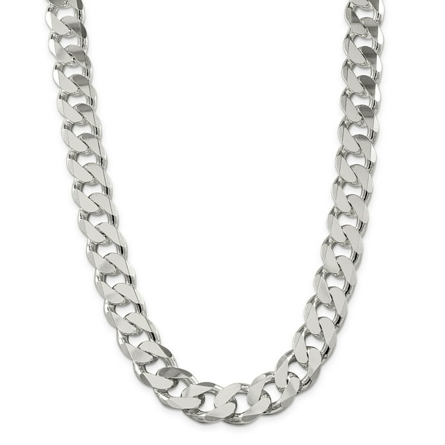Sterling Silver 16.2mm Curb Chain (Weight: 261.78 Grams, Length: 26 Inches)