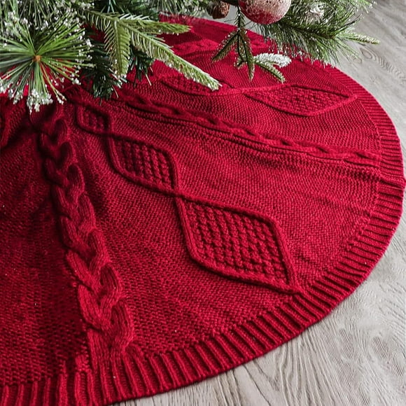 Falda para árbol de Navidad, tejida LimBridge, 122 cm, color rojo vino
