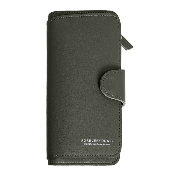 Bmisegm Fashion Leather Long Solid Colour Zip Purse Card ID Bag Ladies Purse Clutch Bag Boys Wallets for Kids 9-12 Green One Size