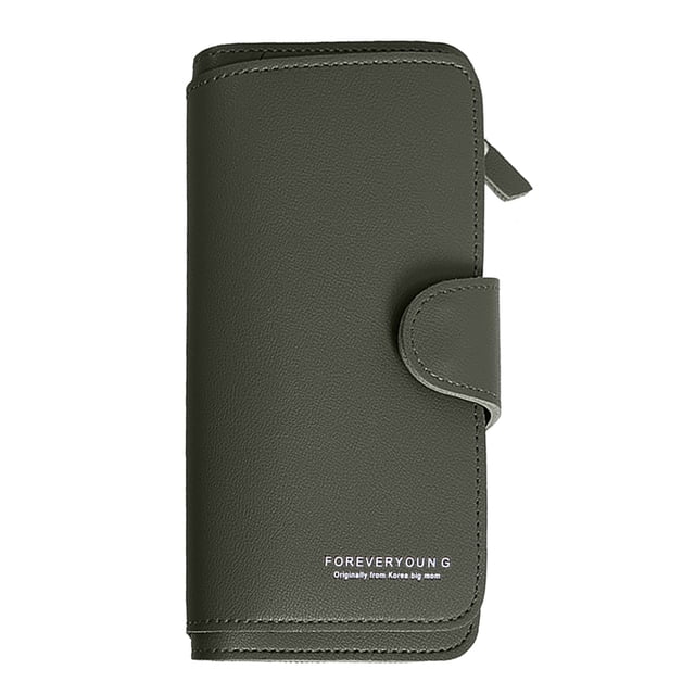 Fashion Leather Long Solid Colour Zip Purse Card ID Bag Ladies Purse Clutch Bag Nine Wallet