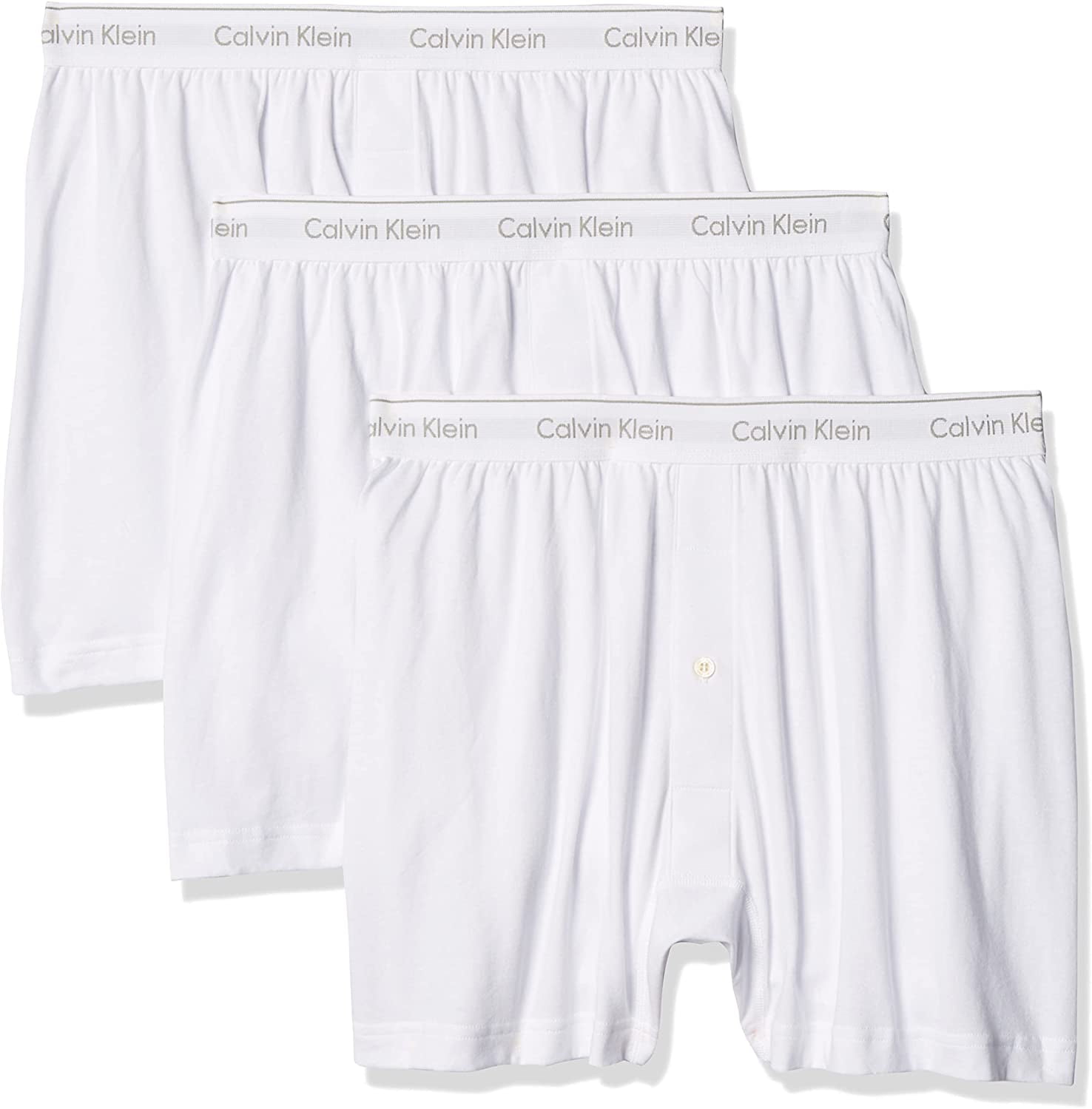 Calvin Klein Mens Cotton Classics Multipack Knit Boxers White Medium -  