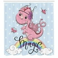 thumbnail image 3 of Ambesonne Dragon Shower Curtain, Magic Dragon on a Rainbow, 69"Wx84"L, Pale Blue Multicolor, 3 of 3