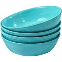 TP 4-Piece 7" Melamine Meal Bowls Set, 28 Ounce Large Pasta Bowls, Service for 4, Dishwasher Safe, Turquoise