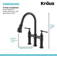 thumbnail image 2 of Grifo de Cocina Allyn Kraus Diseño Puente de Transición con Cabezal Rociador Abatible Negro Mate Kraus KPF-3121MB, 2 of 2
