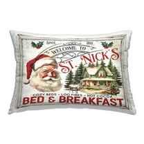 Stupell Industries St Nick's Bed & Breakfast Decorative Printed Throw Pillow, 14 x 20