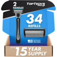 thumbnail image 1 of shiyou-PRO 5 Razors for Men Double Set - Manual Shaving Razors & Refills - 36 Count Pack (2 Handles + 34 Replaceable Cartridges) - 5-Blades Technology - Soft Shave & Sharp Blades - Great Refill Price, 1 of 4