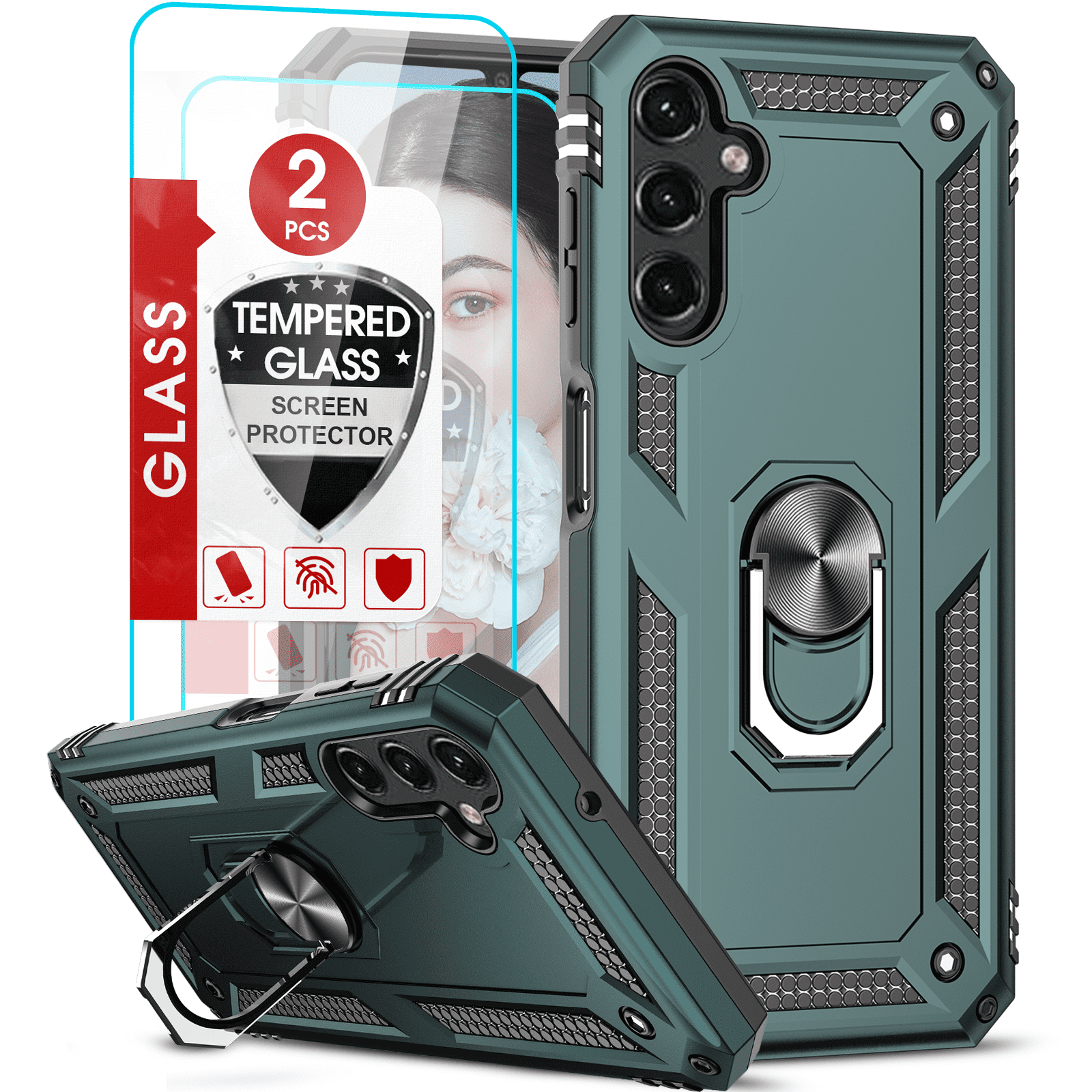 LeYi Galaxy A14 5G Case, Samsung Galaxy A14 5G Case with [2 Pack] Screen Protectors, Military
