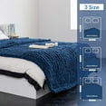 thumbnail image 4 of Chunky Knit Blanket - Luxury Soft Cozy 60 * 80 Throw Blanket,100% Woven Blanket Rope Knot Throw Blanket for Couch, Sofa, Home Decor, Gift - Machine Washable (Deep Blue, 60 * 80), 4 of 14