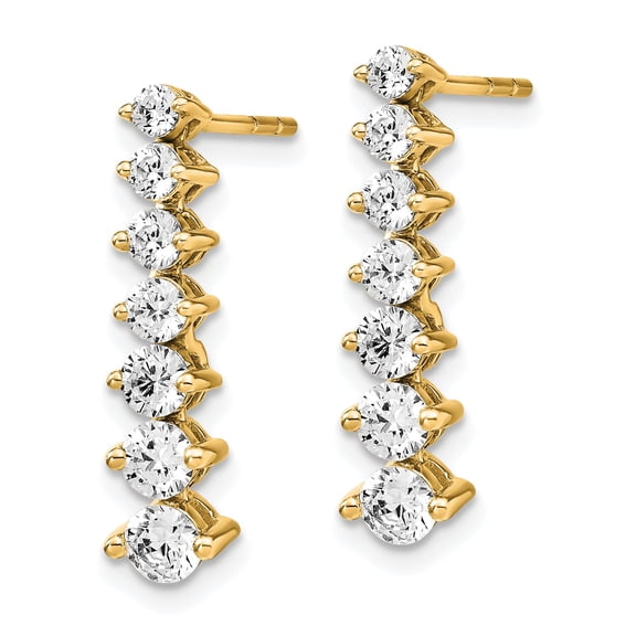 Primal Gold 14 Karat Yellow Gold Lab Grown Diamond SI1/SI2, G H I, Graduating Drop Earrings