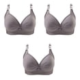 thumbnail image 3 of Bigersell Wireless Bras with Support and Lift Sale 3pc Balconette Bras for Women Molded Bra Style R1227 V-Neck Convertible Bras Hook and Eye Bra Closure Women Size Front Snap Bras Gray M, 3 of 3
