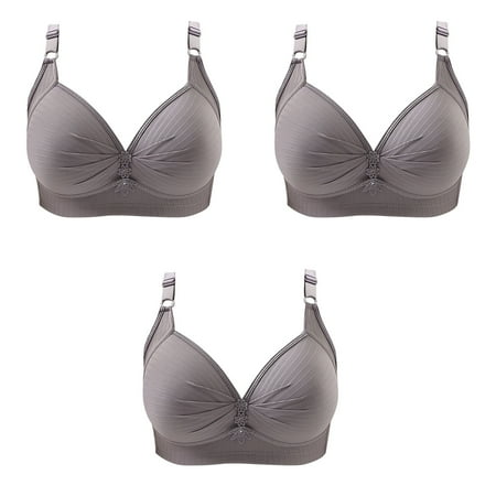 

Meichang Womens Bras No Wire Support T-shirt Bras Seamless Padded Bralettes Flex Fit Breathable Full Figure Bra Sets 3 Pack