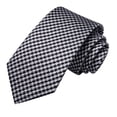 thumbnail image 5 of Hi-Tie Mens Black White Plaid Ties Classic Houndstooth Necktie with Handkerchief Cufflinks Set Business, 5 of 7