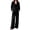 Outfits for women-Black, variant on Guieoi Matching Outfits for Women Solid-Color Cotton-Linen Wide-leg Pants Set V-neck Button-down Long-sleeve Loose-fit Top High-waisted Pants Two-Piece Set White M