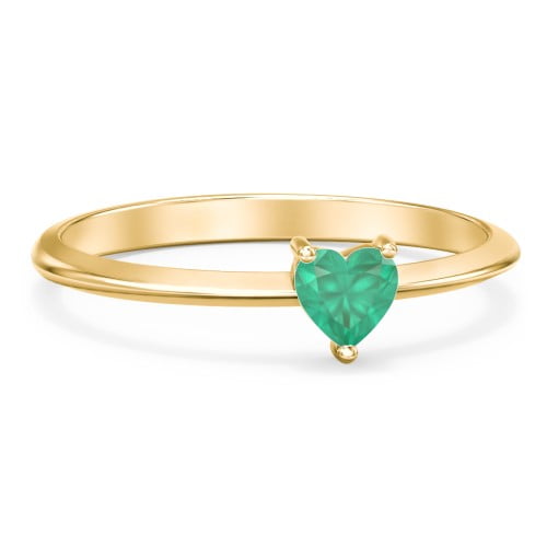Heart Birthstone Ring - Emerald (May)