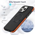 thumbnail image 2 of for iPhone 12 Pro Max Case, Luxury Matte Ultra Slim Strong Magsafe 360 Rotating Ring Kickstand Lightwieght Wireless Charging Anti-drop Phone Case for iPhone 12 Pro Max Men Women, Orange, 2 of 8