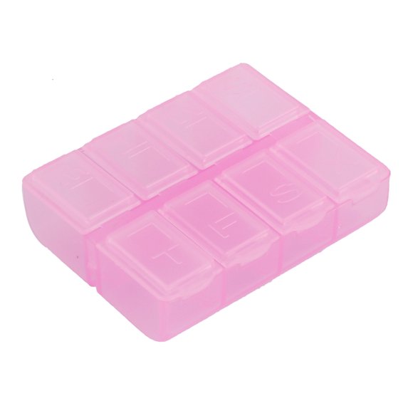 Unique Bargains Pill Tablet Medicine 8 Slots Dispenser Organizer Storage Case Box Clear Pink