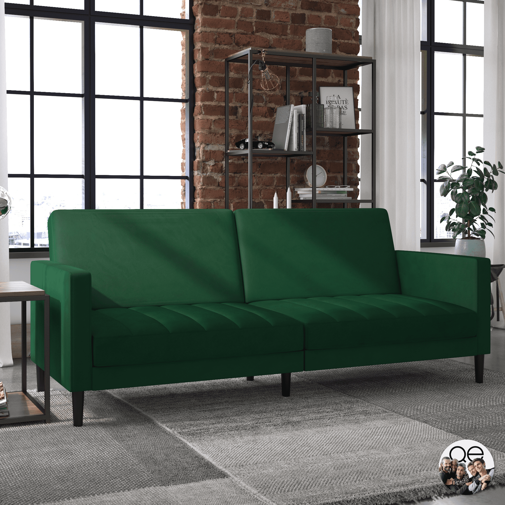 Queer Eye Liam Sofa Bed, Green Velvet