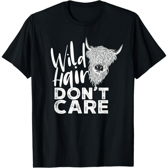 t-shirt Highland Cow - Wild Hair Bull Scottish Highland Cattle T-Shirt mens,black,women,funny,men,journey,Crew Neck, Short Sleeve,printing