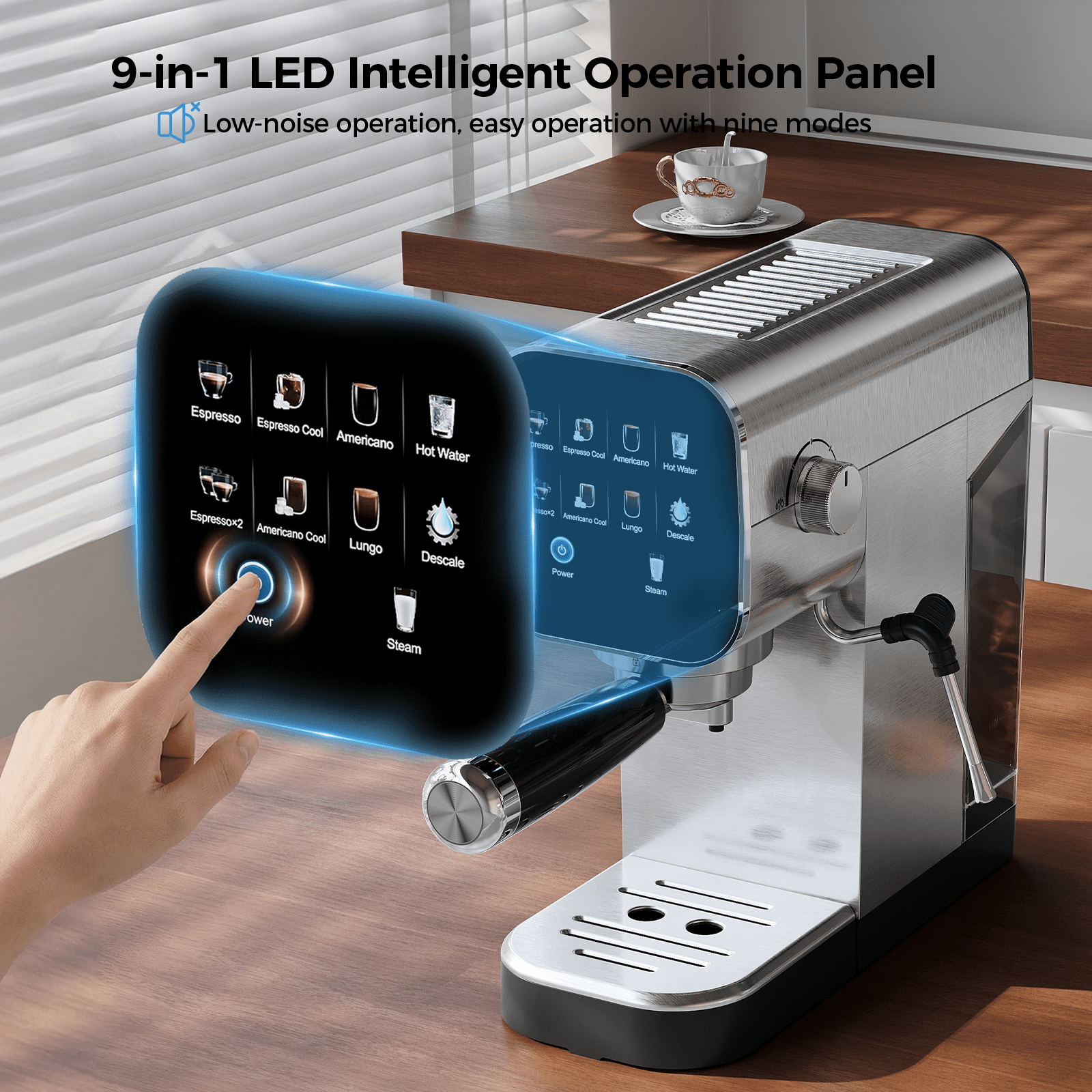 Espresso Machine with Cold Brew, 20 Bar Coffee Maker Machine with Steam Milk Frother, Patbrela LED Touch Screen, Cappuccino/Latte/ for Home
