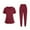 Wine, variant on Two Piece Scrubs Set for Women Scrubs Top and Elastic Waist Pants Stretch and Wrinkle-Free Nursing Uniform Workwear