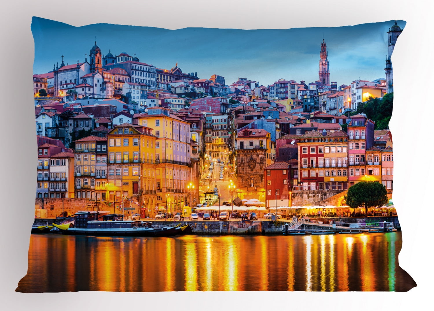 European Pillow Sham Medieval Town Coast Portuguese Porto Old City