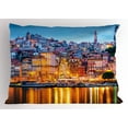 thumbnail image 1 of European Pillow Sham Medieval Town Coast Portuguese Porto Old City Historical Twilight Scenery, Decorative Standard Queen Size Printed Pillowcase, 30 X 20 Inches, Ginger Pale Blue, by Ambesonne, 1 of 2