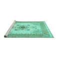 thumbnail image 2 of Ahgly Company Machine Washable Indoor Square Medallion Turquoise Blue Traditional Area Rugs, 6' Square, 2 of 4