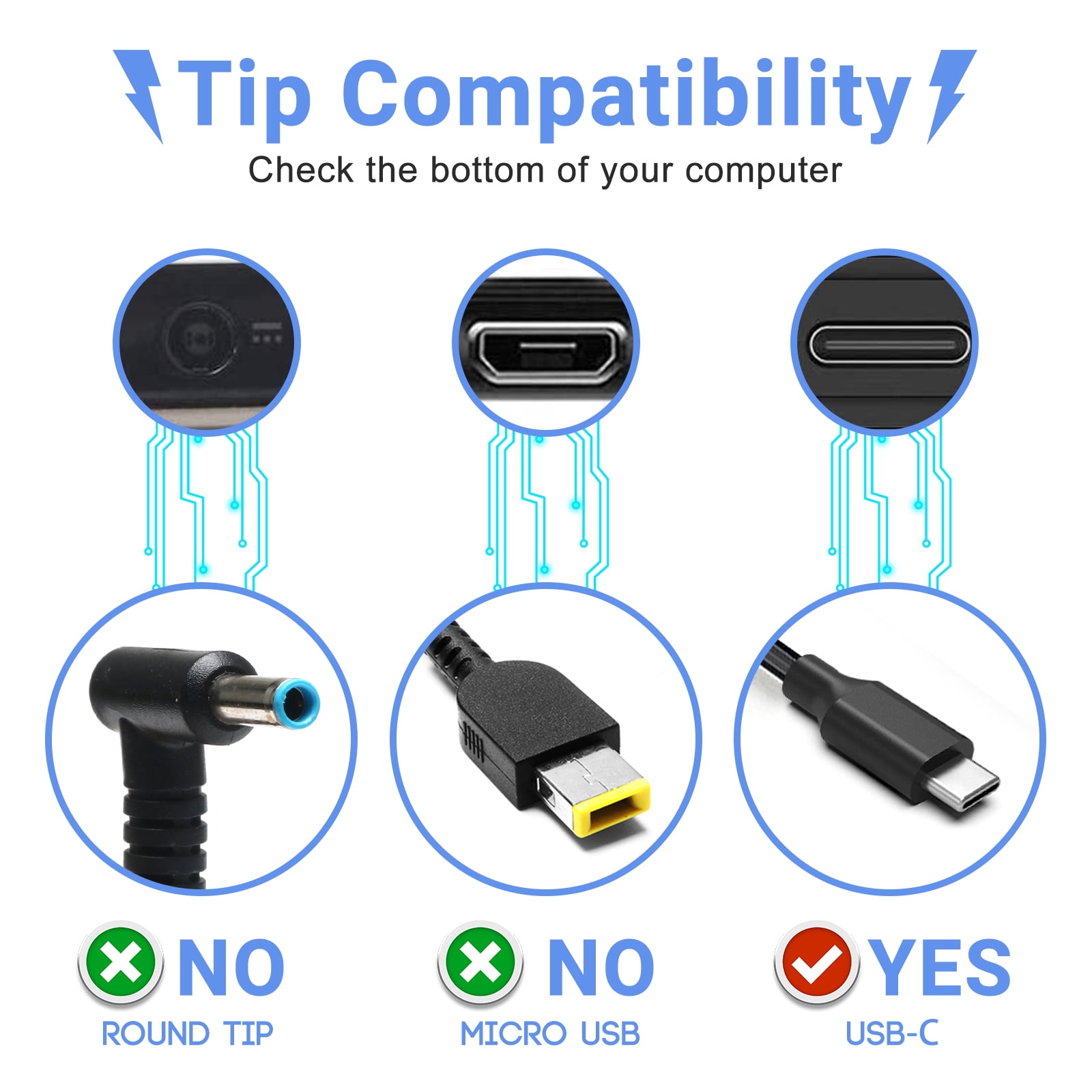 45W Type C USB C Laptop Charger for HP Chromebook Charger,USB C Laptop Charger,Type C Chromebook Chargerand Type C Charger for Other Brands Laptop