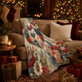 thumbnail image 3 of Patchwork Heart with Roses Daisies Stars and Gingham Checks, Romantic Cottagecore Art for Flower Lovers, Soft Flannel Blanket for Bedroom and Reading Nook, Valentine's Day Gift, Home Decor, 3 of 9