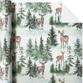 thumbnail image 3 of Kraft Christmas Wrapping Paper - Mini Roll - 17 Inch x 33 Feet - Watercolor Elk and Winter Forest Landscape Design for Christmas, Holiday, Party Celebration, 3 of 14