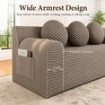 thumbnail image 5 of SESSLIFE 3 Seater Sofa Couch, Comfy Extra Deep Seat Cloud Couch with 3 Pillows and Side Pockets, Corduroy Low Profile Floor Sofa for Living Room, Compact No Assembly Couch, Camel, 5 of 8