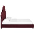 thumbnail image 3 of Valentina Queen Tufted Nailhead Performance Velvet Platform Bed in Maroon, 3 of 5