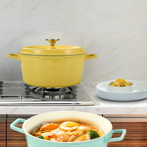 Enameled Dutch Oven, Round Dutch Oven Pot With Lid 9.4in Dia, Dual Handles, Non Stick Enamel Coating Heavy Duty Cookware For Braising, Stews, Roasting, Bread Baking, Heat Retention