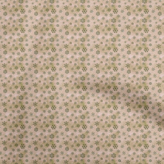 oneOone Silk Tabby Dark Beige Fabric Chritmas Snow Flakes Sewing Material Print Fabric By The Yard 42 Inch Wide