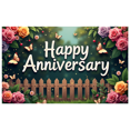 thumbnail image 1 of Anniversary Celebration Backdrop with Floral Fence Design Party Decoration Outdoor Photo Booth Background Event Display Banner Dessert Table Decor, 1 of 4