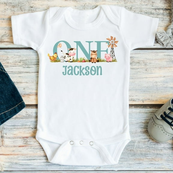 Baby Bodysuit BELLA CANVAS First Birthday Cow Shirt Or Bodysuit, Cow Birthday Shirt For Baby Boy, Barnyard Boys 1St Birthday, Holy Cow I'M One, Farm Cow Themed Party