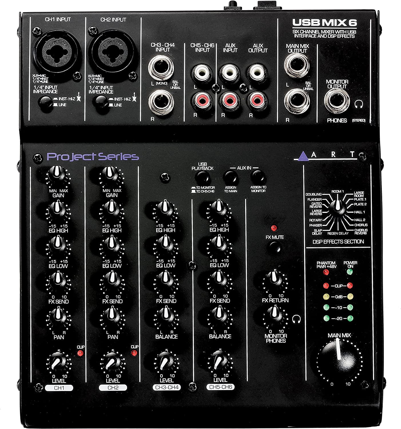 ART USBMix6 Six Channel Mixer/USB Audio Interface