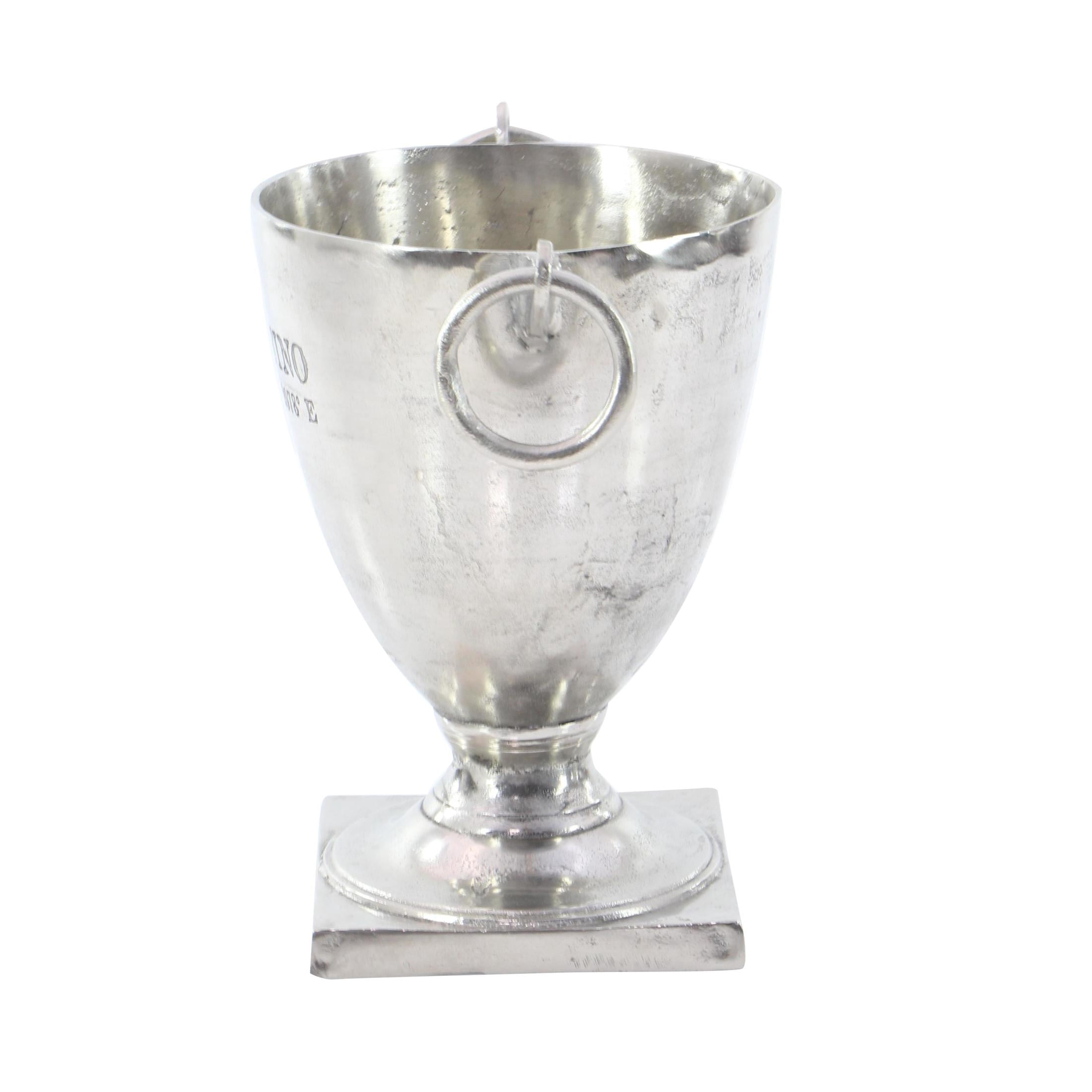 DecMode Round Aluminum Metal Champagne 2 Bottle Silver Ice Bucket