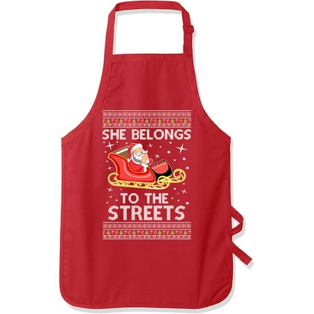 

She Belongs to the Streets Christmas Ugly Christmas Graphic Apron Red One Size