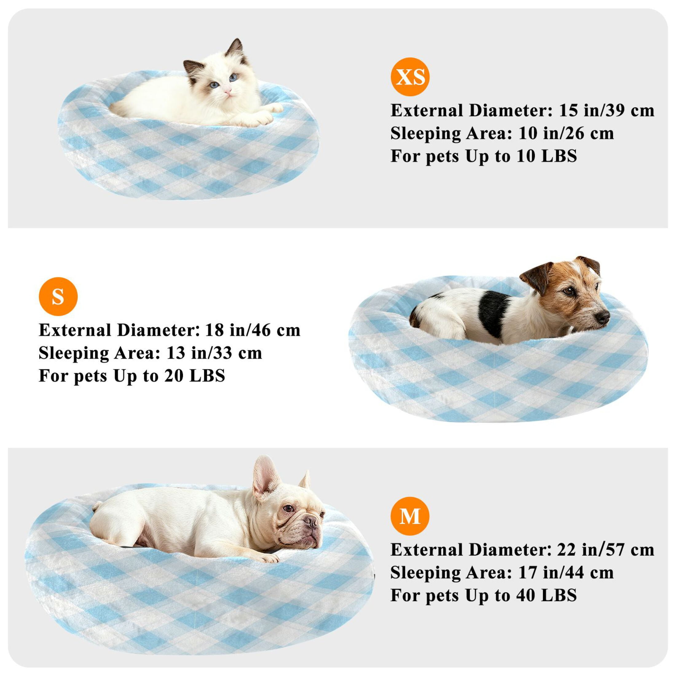 Iauyy Pet Couch Donut Cat Bed for Indoor Cats/Small Dogs Washable & Machine with Non-slip Bottom Calming Cat Furniture, Light and Airy Watercolor Style (S)