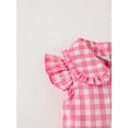thumbnail image 6 of 2T Baby Girls Dress Toddler Girls Summer Plaid Dress 3T Girls Flying Sleeve Lapel Dress with Headband Pink, 6 of 7