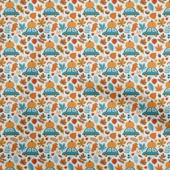 oneOone Cotton Poplin Orange Fabric Kids Autumn Winter Quilting Supplies Print Sewing Fabric By The Yard 42 Inch Wide