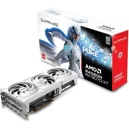 Sapphire 11348-02-20G Pure AMD Radeon™ RX 9070 XT Gaming OC Graphics Card with 16GB GDDR6, AMD RDNA 4