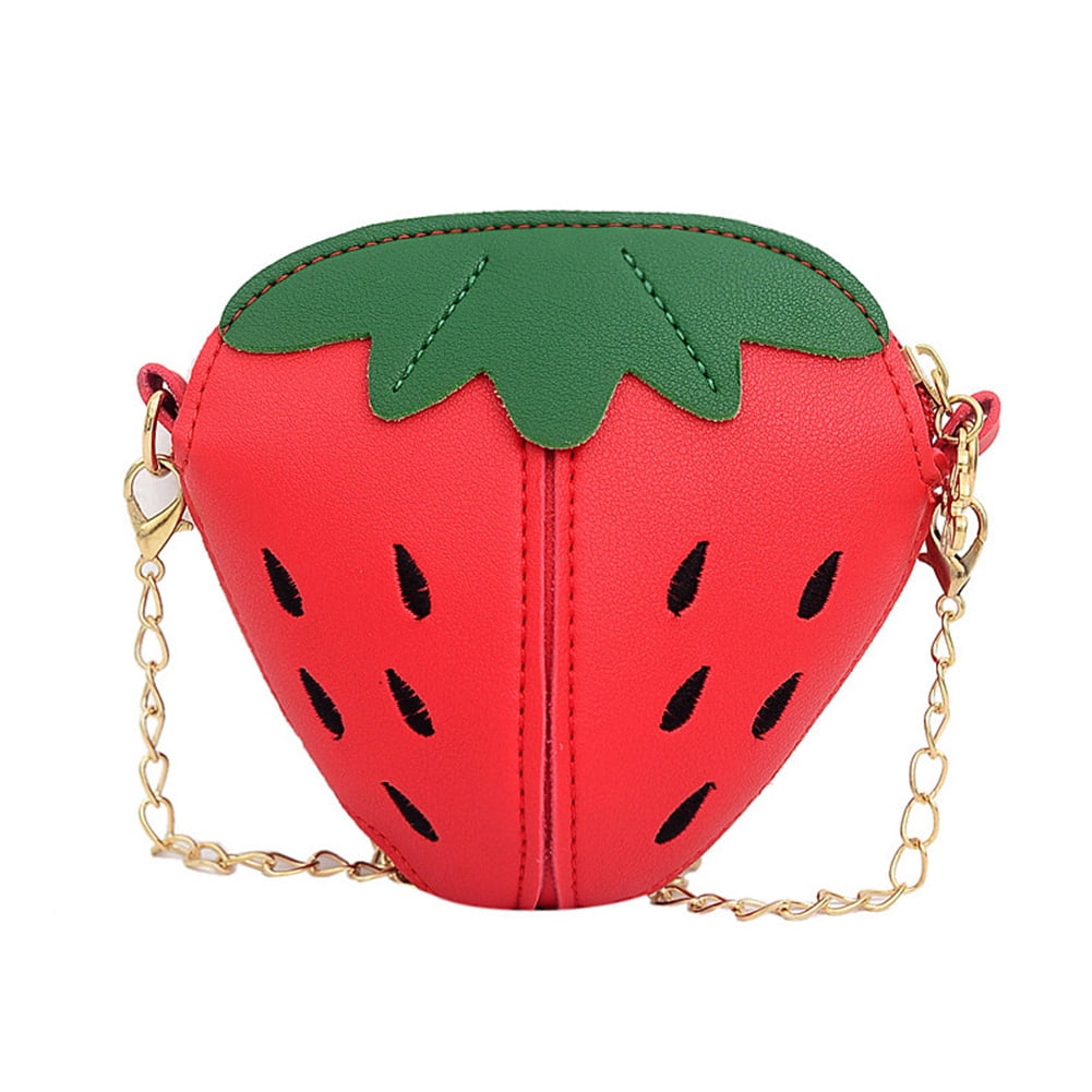 Red Strawberry And Chocolate Coin Pouch Canvas Coin Purse Cellphone Card Bag With Handle And Zipper