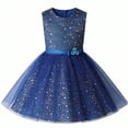 thumbnail image 5 of Gelikeya Flower Girl Dress 3-14Y Girls Wedding Peach Dress Star Sequins Teen Bride Party Dresses with Mesh Layerd Tutu Skirt Dark Blue & 4-5 Years, 5 of 5
