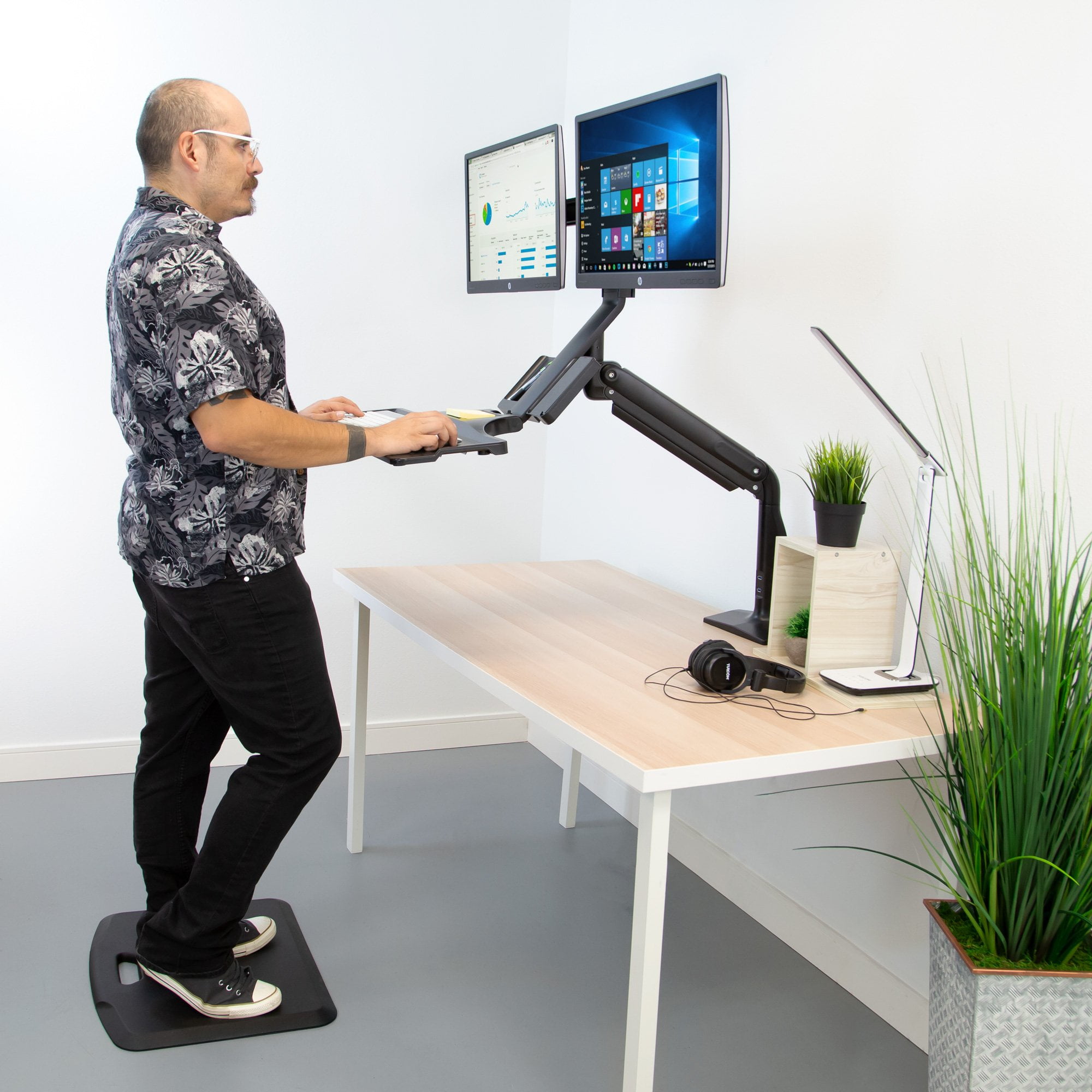 Mount-It! Dual Monitor Sit Stand Desk Mount with USB 3.0 Ports | Fits 17-27 Inch Screens